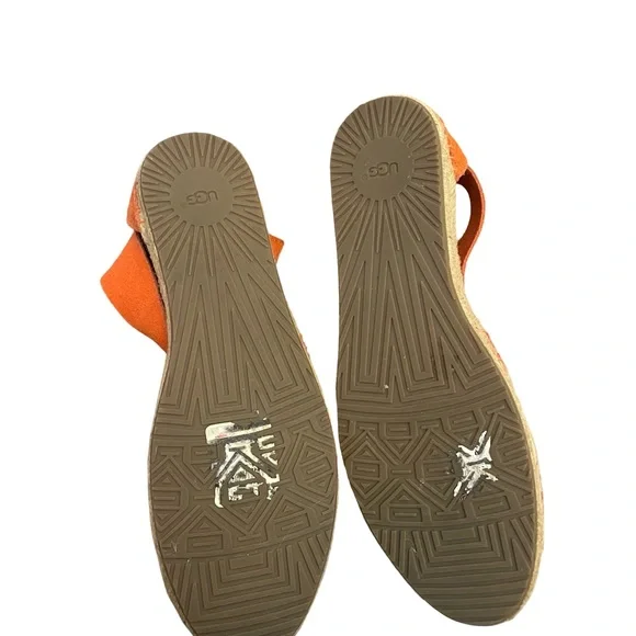 UGG Mila Suede Espadrille Sandals Orange Size 9 With Box - Picture 4 of 10